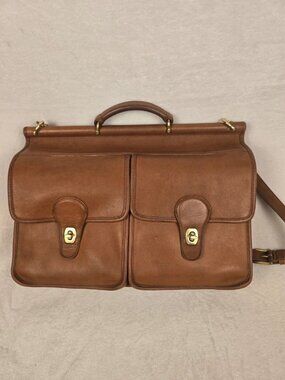 Vintage Coach Brown Kensington Satchel – Double Front Pocket – Gold-Tone Hard